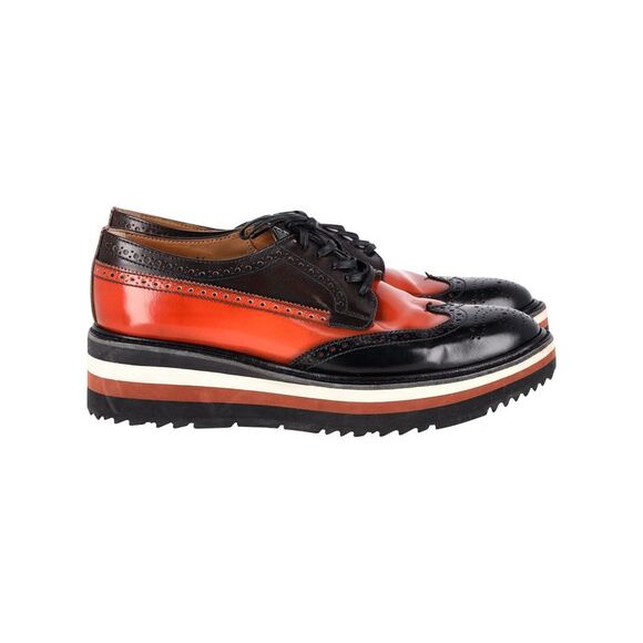 Prada Flatform Derby Brogue Lace Up in Black Leather - Picture 1 of 7